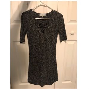 Deep V/ Crisscross/ Ribbed Dress